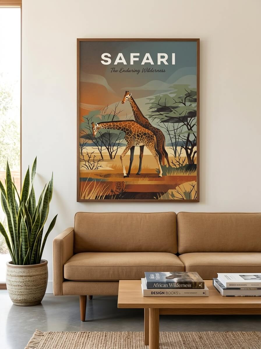 Safari illustrated travel poster