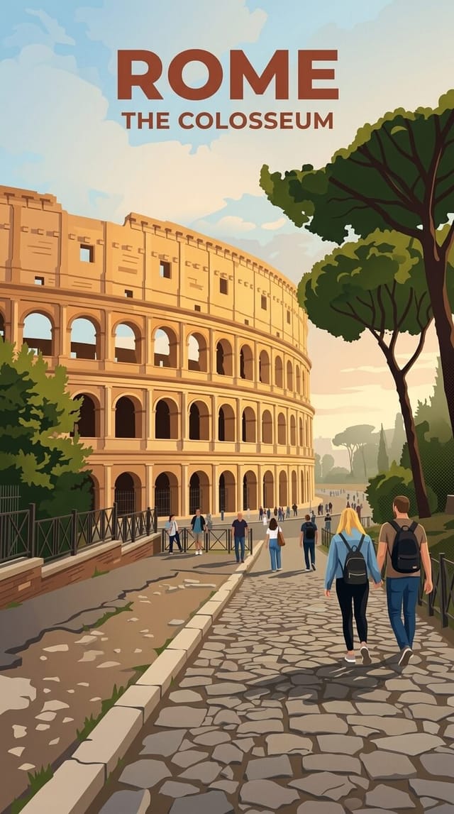 Rome anniversary gift illustrated travel poster