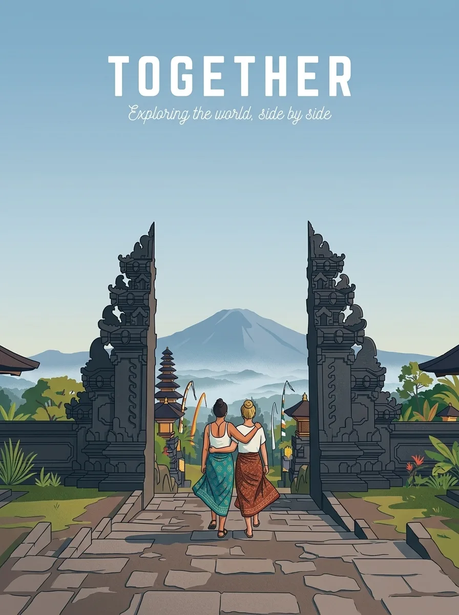 Bali travel poster — illustrated wall art from your photo