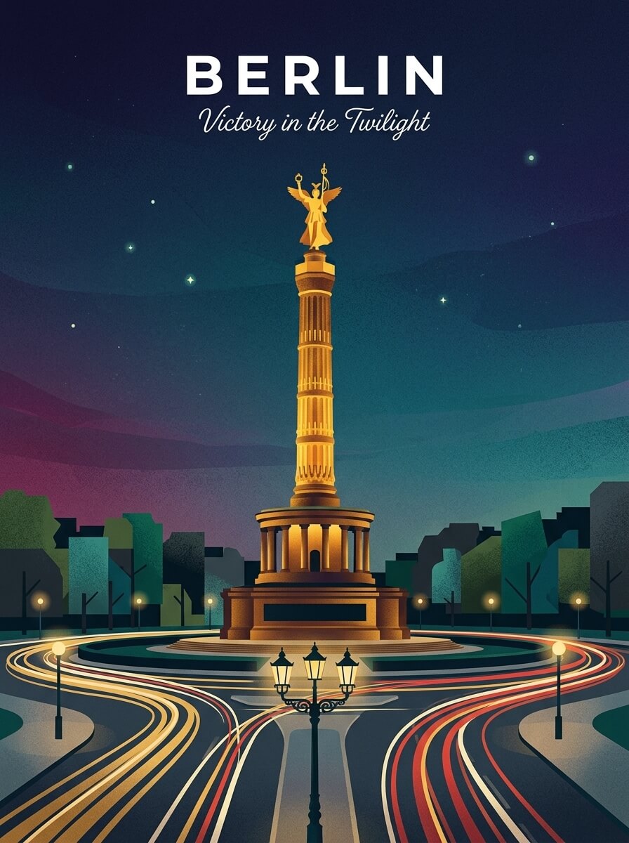Berlin travel poster — illustrated wall art from your photo