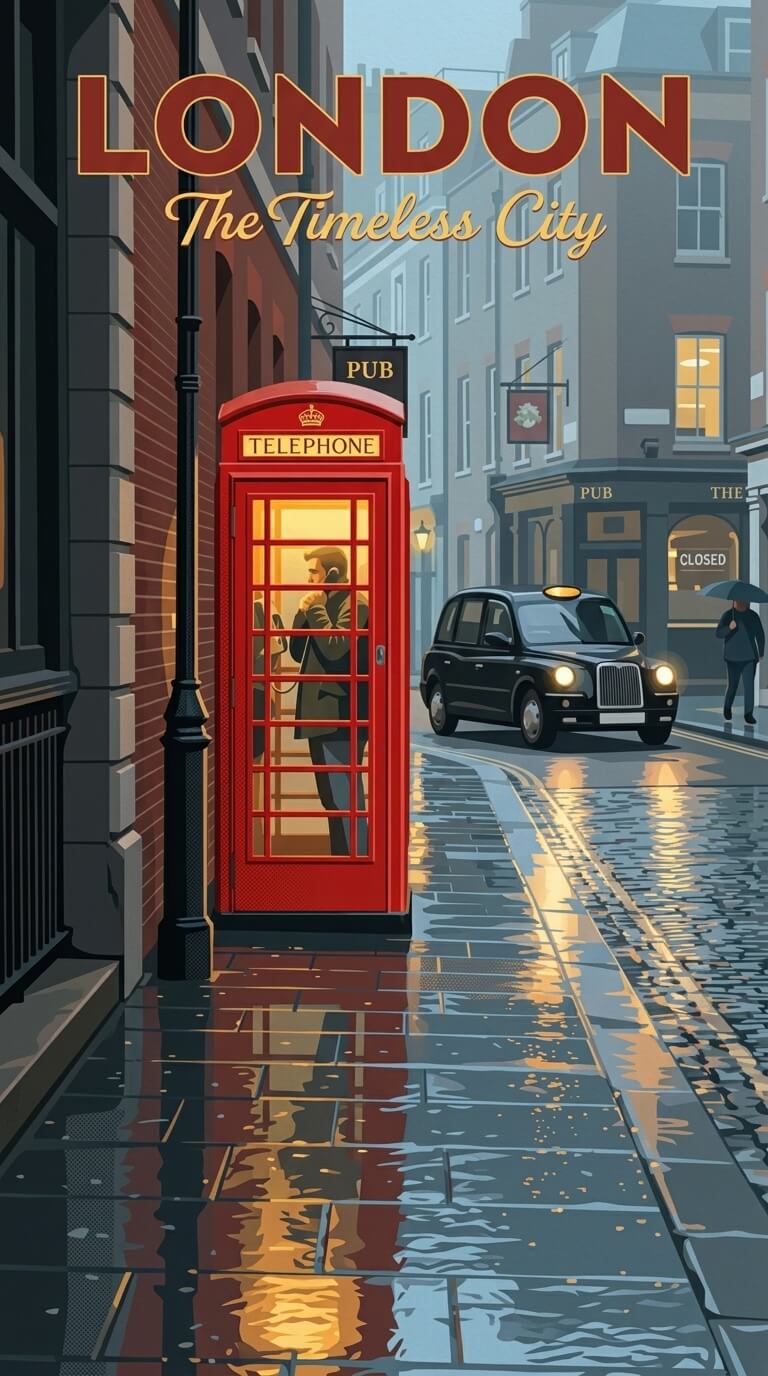 London travel poster — illustrated wall art from your photo