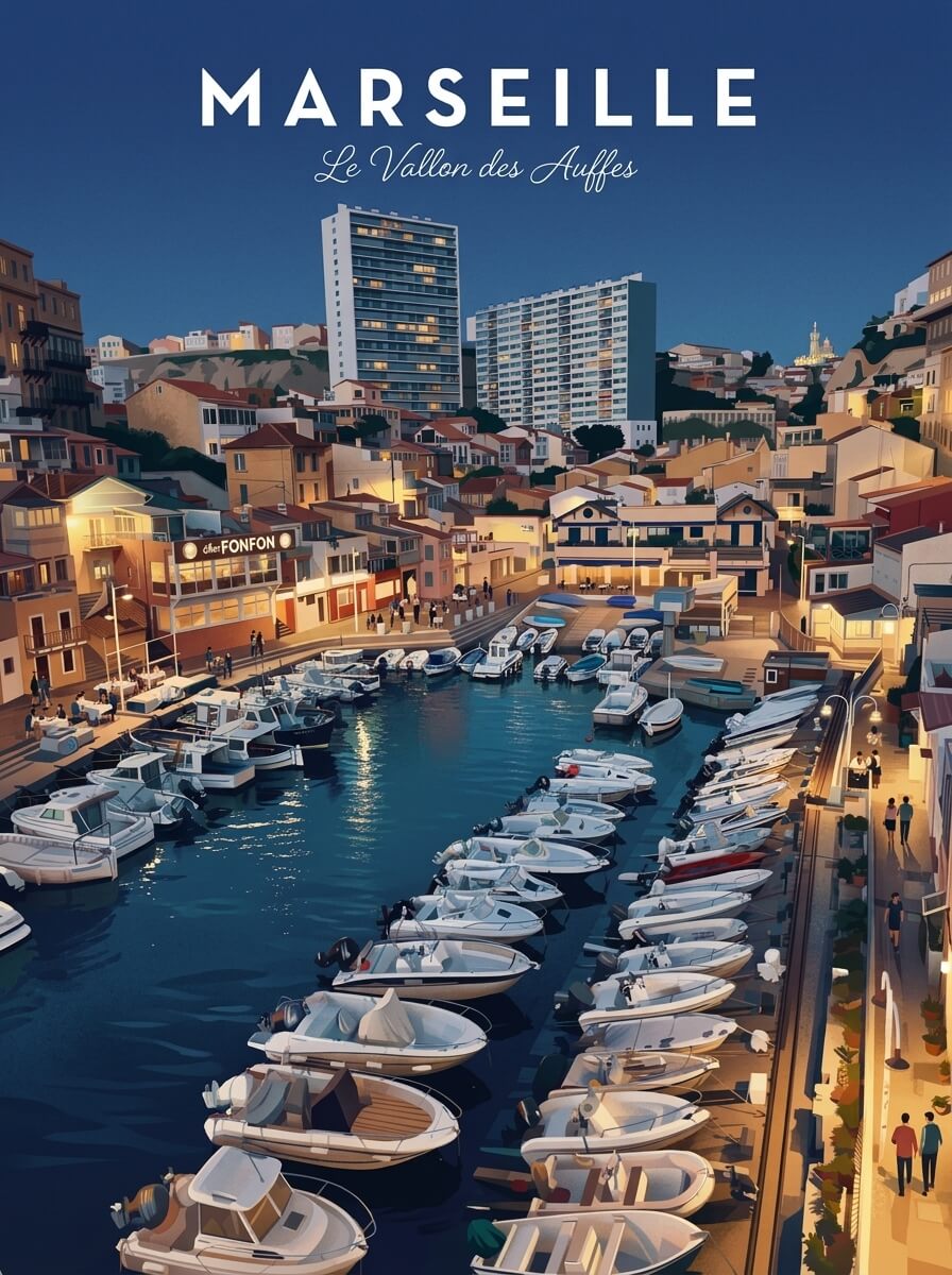 Marseille travel poster — illustrated wall art from your photo
