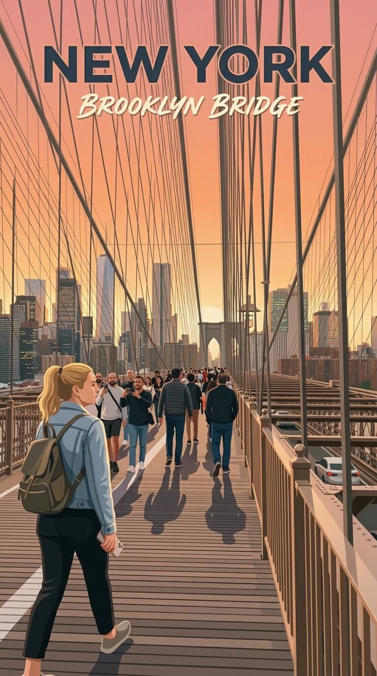 New York travel poster — illustrated wall art from your photo
