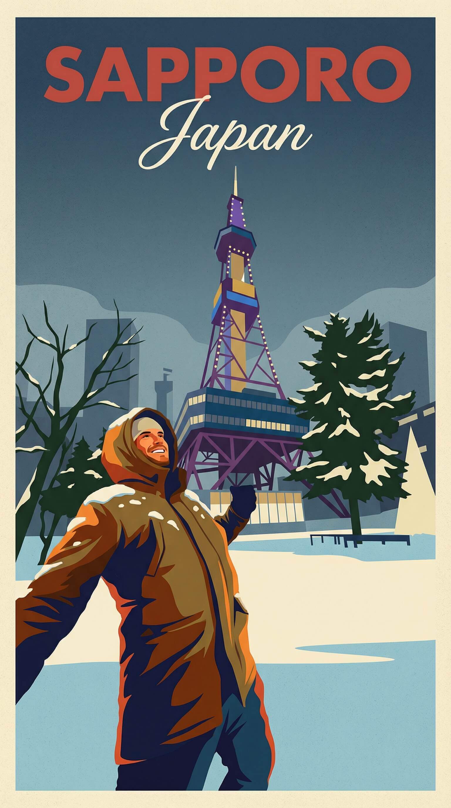 Sapporo travel poster — illustrated wall art from your photo