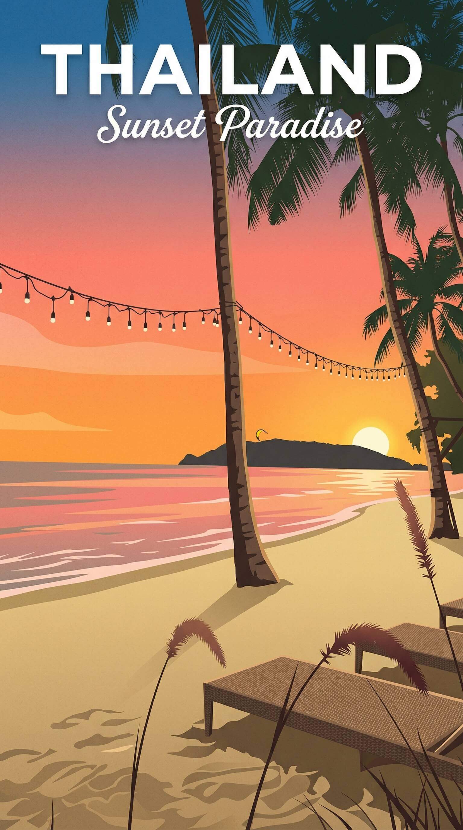 Thailand travel poster — illustrated wall art from your photo